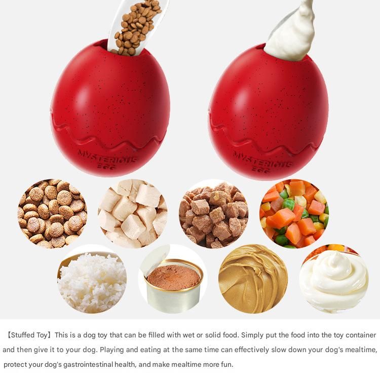 Red Dinosaur Egg Shaped Dog Slow Feeder Toy - Durable TPR Interactive Treat Dispenser for Mental Stimulation and Anxiety Relief - Perfect for Medium to Large Dogs