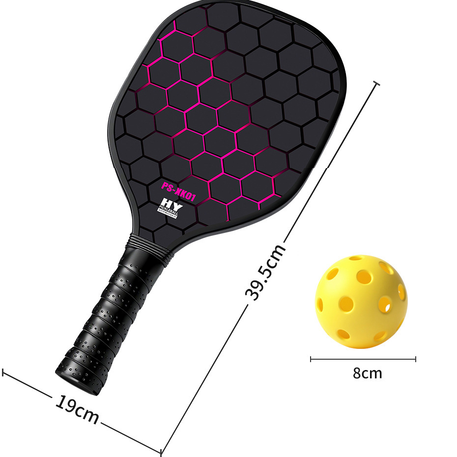 Black and Pink Professional Carbon Fiber Pickleball Paddle Set (2 Rackets + 4 Balls + 1 Carry Bag)- Lightweight Pickleball Racket with Balls for Outdoor Sports Training