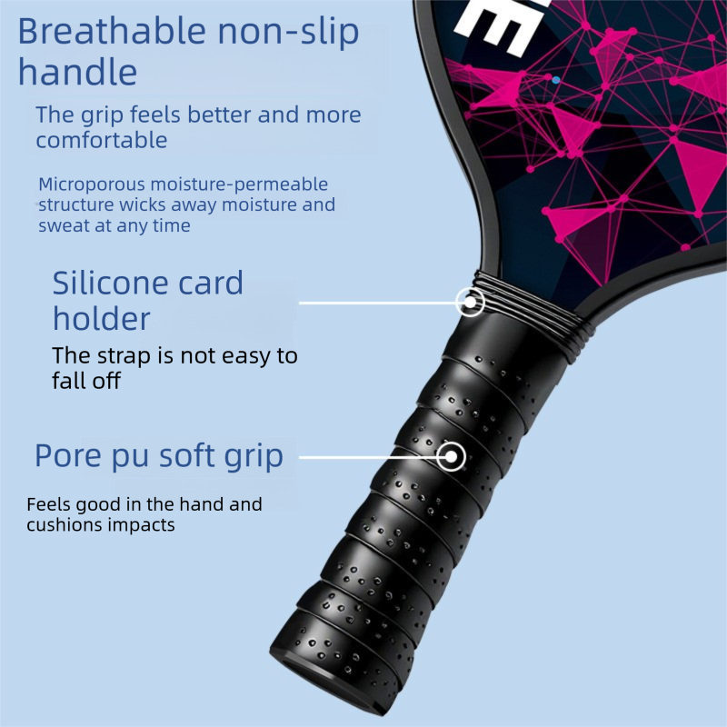 Black and Pink and Blue Professional Carbon Fiber Pickleball Paddle Set (2 Rackets + 4 Balls + 1 Carry Bag)- Lightweight Pickleball Racket with Balls for Outdoor Sports Training