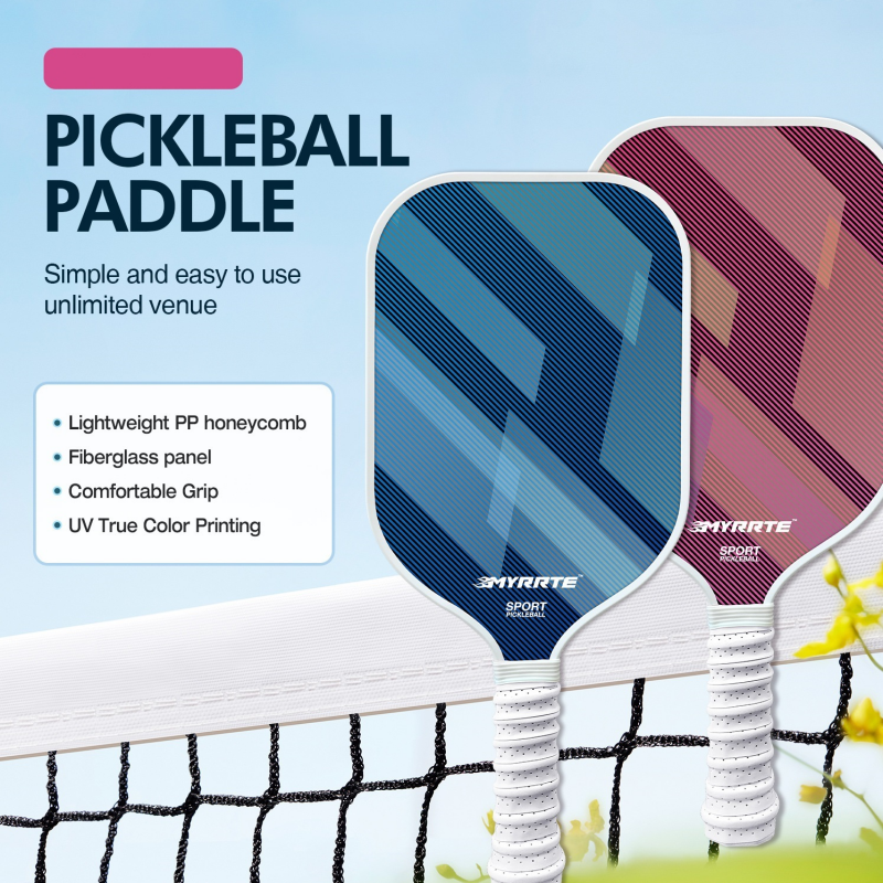 1 pcs Dreamy Blue Fiberglass Pickleball Paddle Lightweight PP Honeycomb Core Training Racket for Beginners and Recreational Play with Cushioned Grip