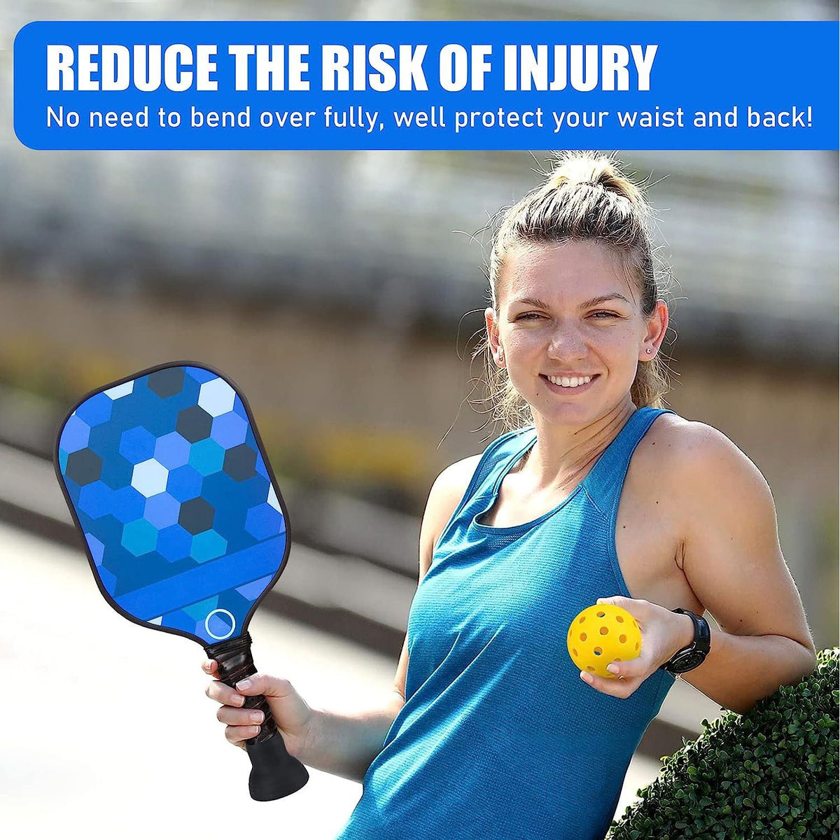 4-piece Blue Complete Pickleball Training Set Pickleball Starter Training Kit with Paddle Ball Retriever Rebound Trainer and Practice Ball