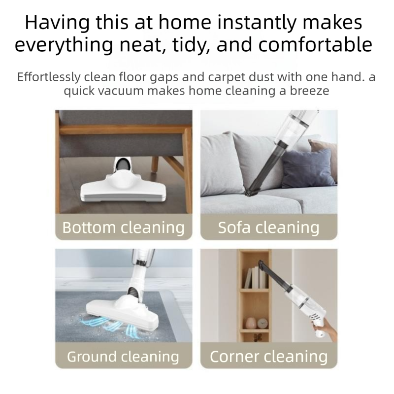 2-piece Home Cleaning Bundle - Golden UV Mattress Mite Vacuum Cleaner & White Cordless Handheld Stick Vacuum Set, Wireless Rechargeable Home Car Pet Hair Cleaning Kit