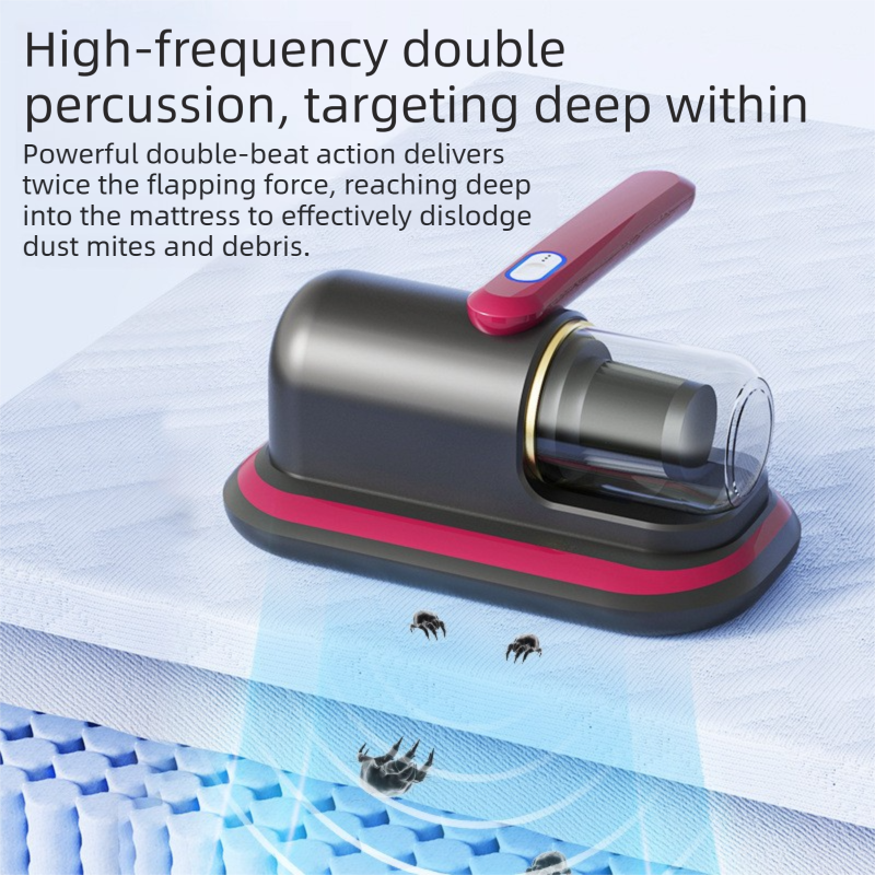 2-piece Home Cleaning Bundle - Red UV Mattress Mite Vacuum Cleaner & White Cordless Handheld Stick Vacuum Set, Wireless Rechargeable Home Car Pet Hair Cleaning Kit