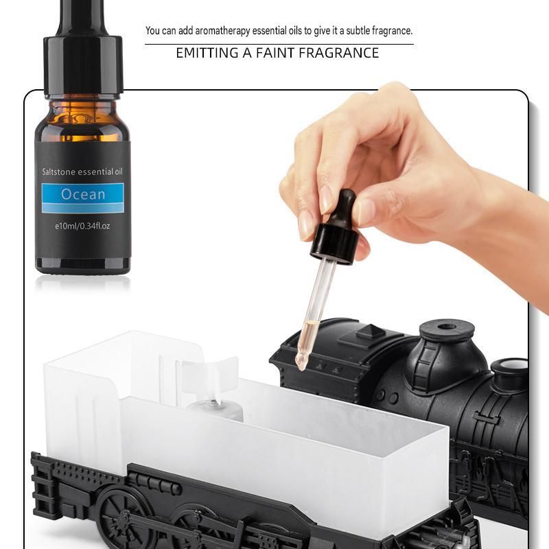 Winter Home Cleaning Comfort Kit - Black Retro Train Aromatherapy Humidifier and White Cordless UV Mite Remover Vacuum - 300ml Ultrasonic Mist with Jellyfish Smoke Ring, 400ml Dust Cup, LED Night Light, Remote Control for Bedroom and Bedding Cleaning