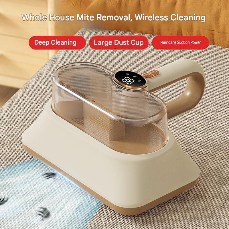 Winter Home Cleaning Comfort Kit - White Retro Train Aromatherapy Humidifier and White Cordless UV Mite Remover Vacuum - 300ml Ultrasonic Mist with Jellyfish Smoke Ring, 400ml Dust Cup, LED Night Light, Remote Control for Bedroom and Bedding Cleaning