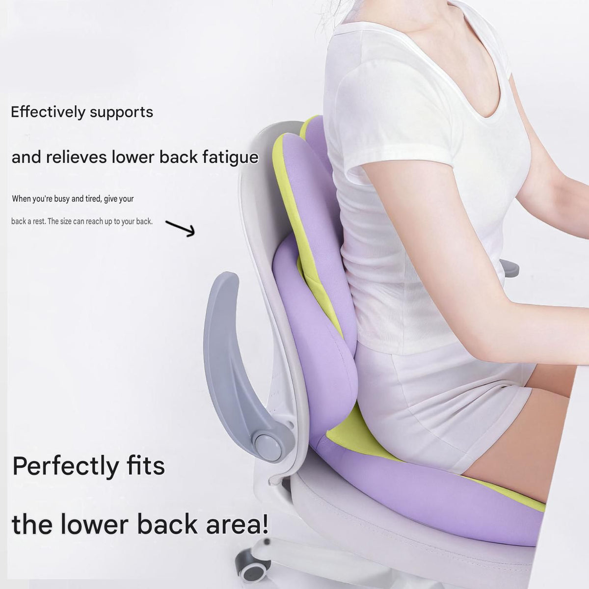 Yello Ergonomic Memory Foam Seat Cushion with Lumbar Support - Integrated Backrest Design, Breathable Hollow Core for Office and Car Use