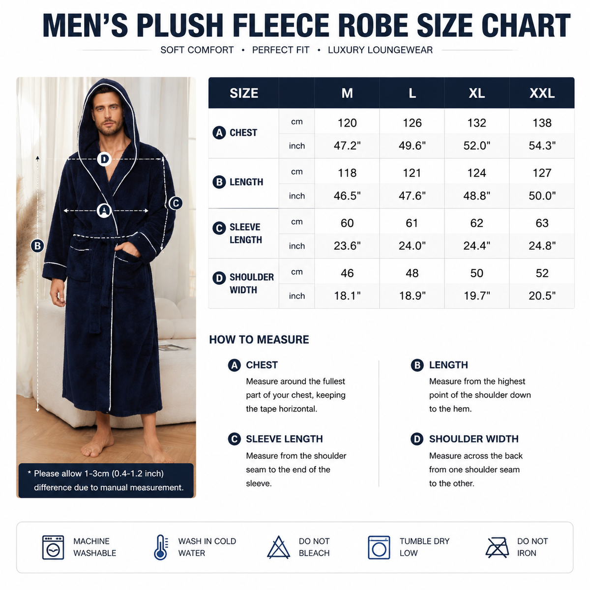 Men's Plush Fleece Hooded Bathrobe Black XL Size Shawl Collar Dressing Gown - Thick Warm Soft Winter Loungewear with Belt Deep Pockets Machine Washable Home Spa Comfort Gift Ready