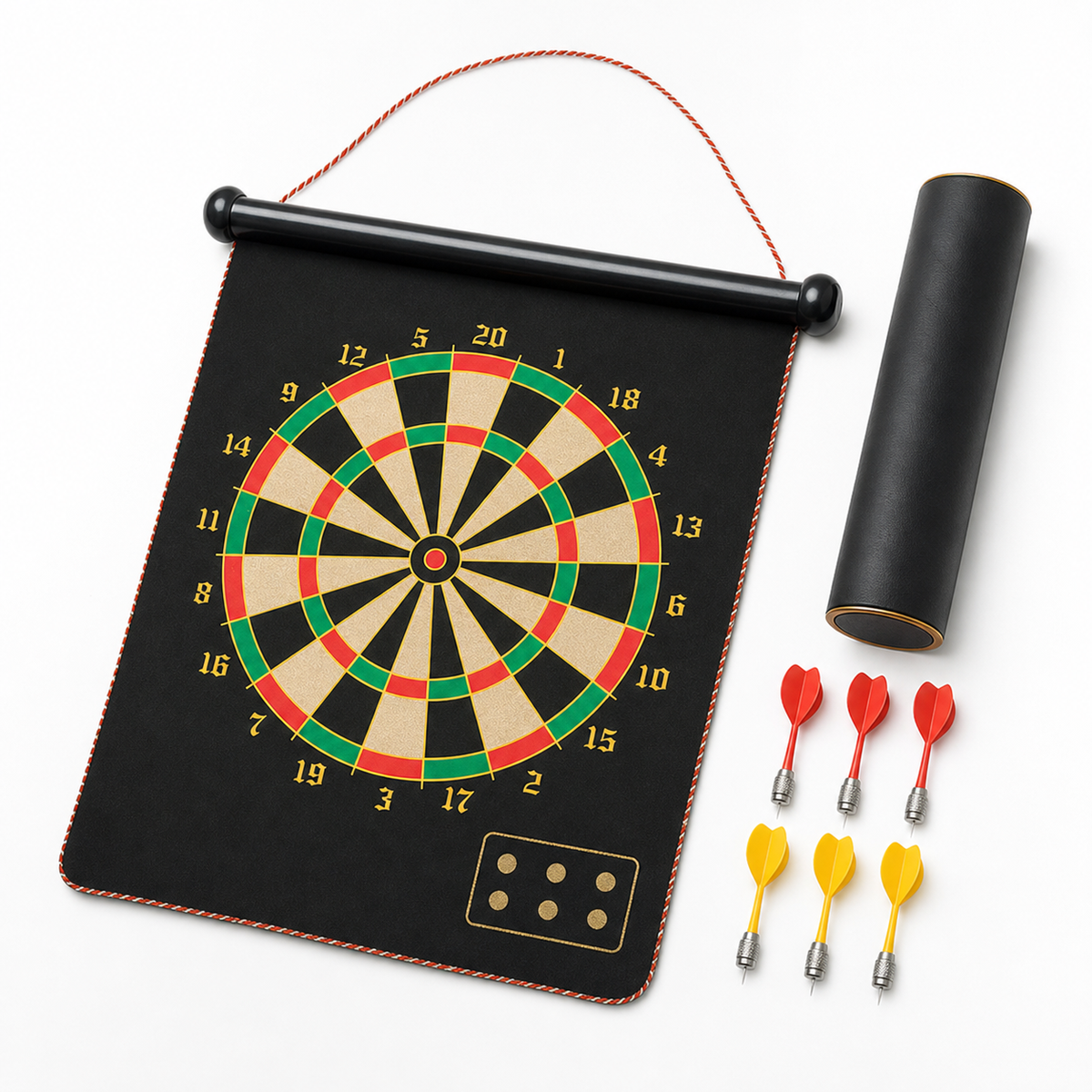 17 Inch Magnetic Dart Board Set - 50 x 42 cm, 3 mm Thick Target with 6 Darts, Compact Indoor Family Game for Home, Parties and Travel