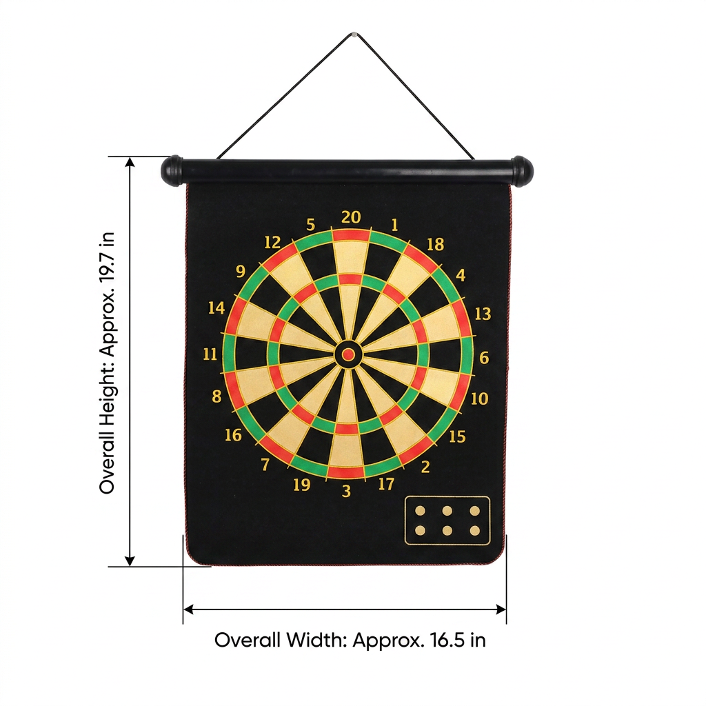 17 Inch Magnetic Dart Board Set - 50 x 42 cm, 3 mm Thick Target with 6 Darts, Compact Indoor Family Game for Home, Parties and Travel