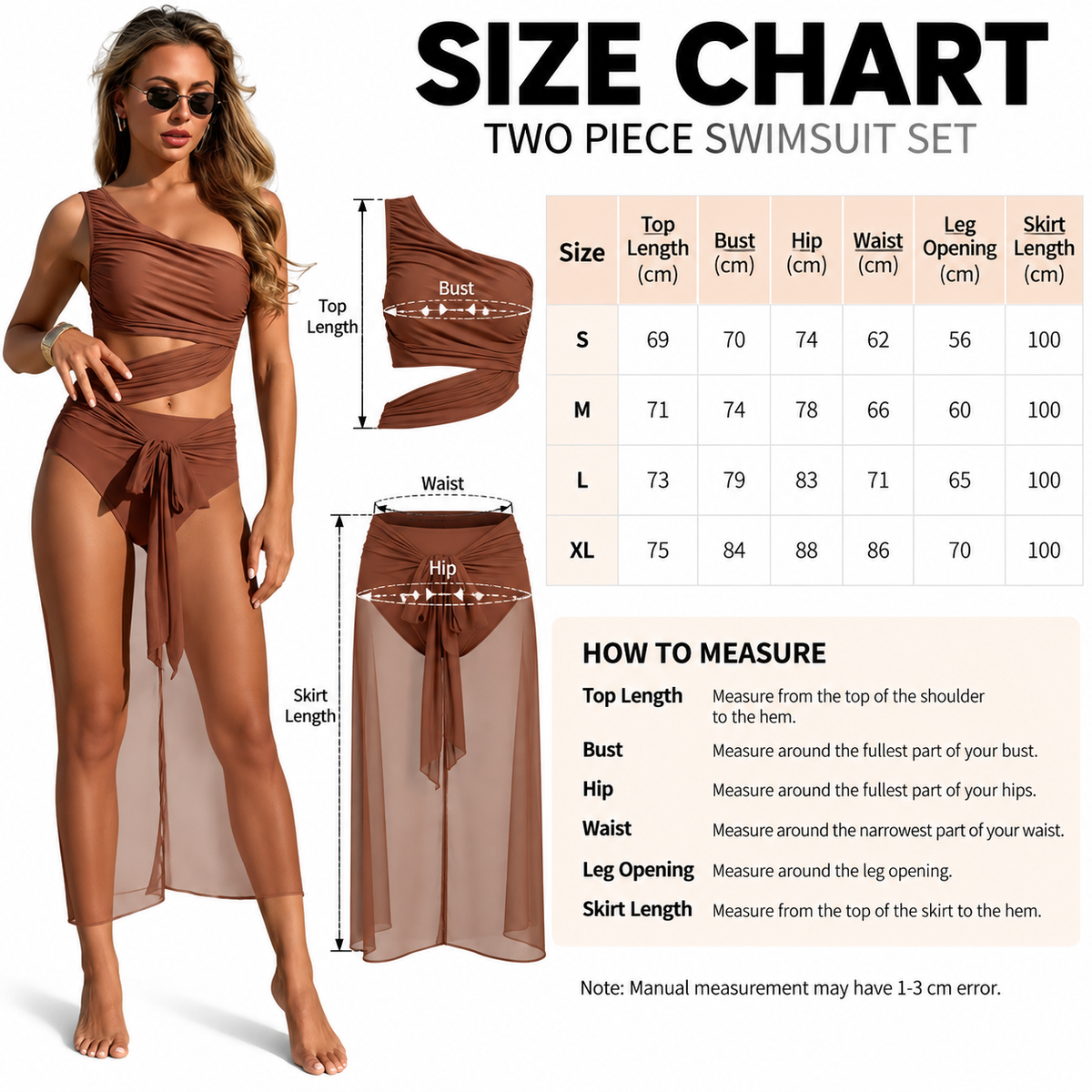 Blue Stylish One-Shoulder One-Piece Swimsuit + Sheer Mesh Sarong Wrap Skirt Set (L Size) - Women's Elegant Ruched Crossover Tummy Control Beachwear with Wireless Chest Padding for Beach Holiday Party