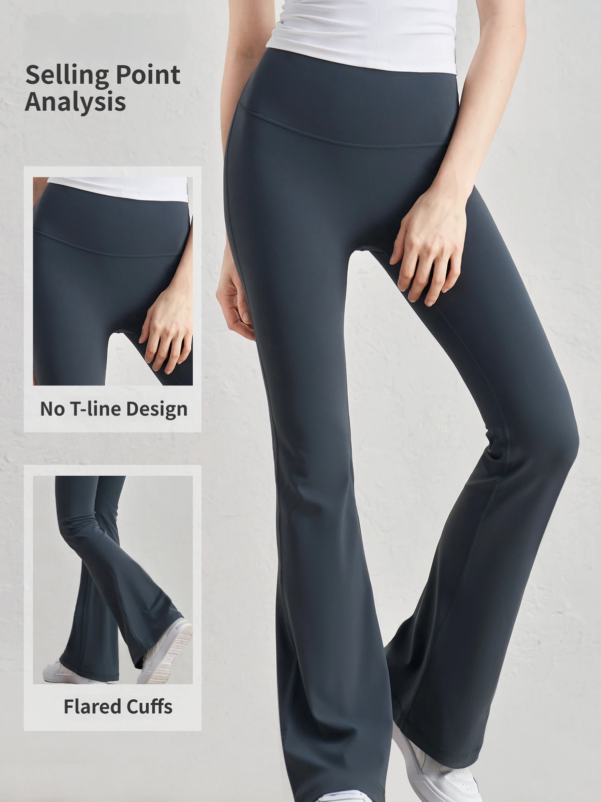 Blue Women's One Size Flare Yoga Pants without Front Seam - High Waist Peach Lift Bootcut Leggings, Quick Dry Stretchy Gym Pants for 150–175cm / 40–71kg