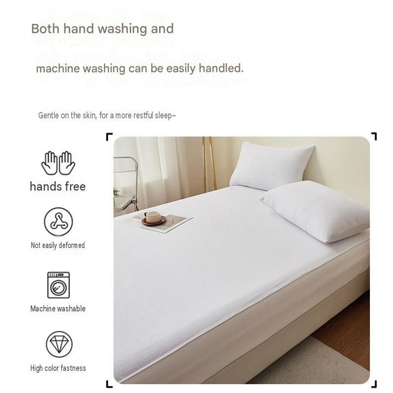 137*190cm White Waterproof Mattress Protector - Microfibre Terry Towelling Top, TPU Membrane Barrier, Machine Washable Fitted Sheet with 4 Corner Straps