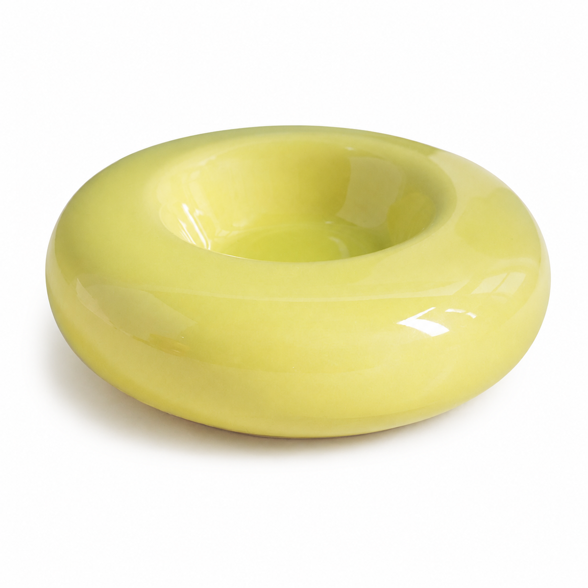Green Ceramic Pet Donut Bowl - 50ml Food Dish for Cats and Small Dogs - Non Slip Base, Easy Clean Glaze, Compact Snack Feeder, Pastel Colours, Home and Travel Use