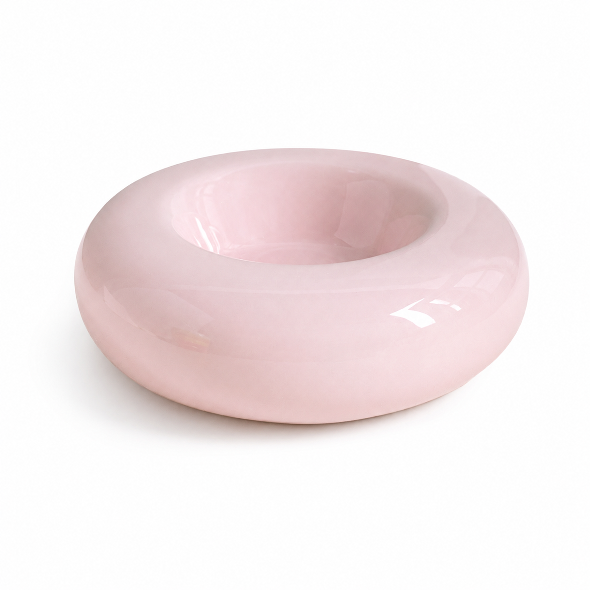 Pink Ceramic Pet Donut Bowl - 50ml Food Dish for Cats and Small Dogs - Non Slip Base, Easy Clean Glaze, Compact Snack Feeder, Pastel Colours, Home and Travel Use