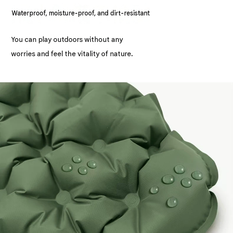 Double Outdoor Foot Pump Inflatable Sleeping Pad (190 x 120 x 5 cm)- 40D Nylon Camping Air Mattress with Built-in Pillow and Double Valve - Portable Moisture Proof Mat for Hiking Backpacking