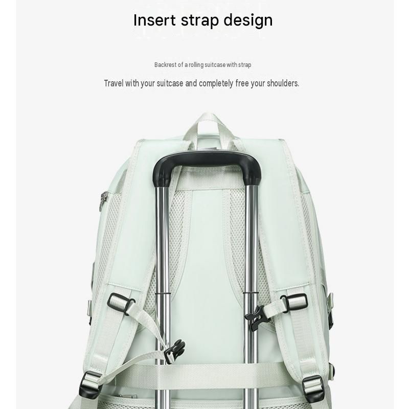 Black Large Capacity Travel Backpack - Waterproof Polyester Hiking Rucksack with Shoe Compartment and USB Port - Unisex Outdoor Luggage Bag for Camping Trekking and Weekend Trips