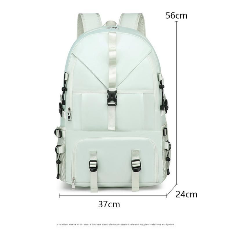 Black Large Capacity Travel Backpack - Waterproof Polyester Hiking Rucksack with Shoe Compartment and USB Port - Unisex Outdoor Luggage Bag for Camping Trekking and Weekend Trips