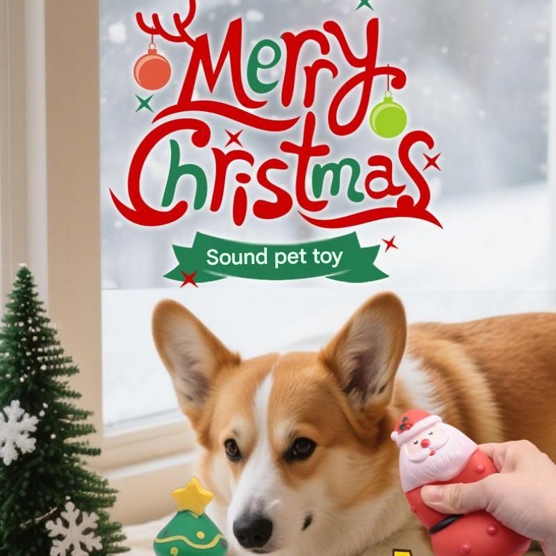 Dog Christmas Squeaky Toys(Santa and Reindeer and Christmas Tree)– Festive Designs ,Durable, bite-resistant, interactive vinyl squeaky toys—perfect as holiday stocking stuffers for dogs
