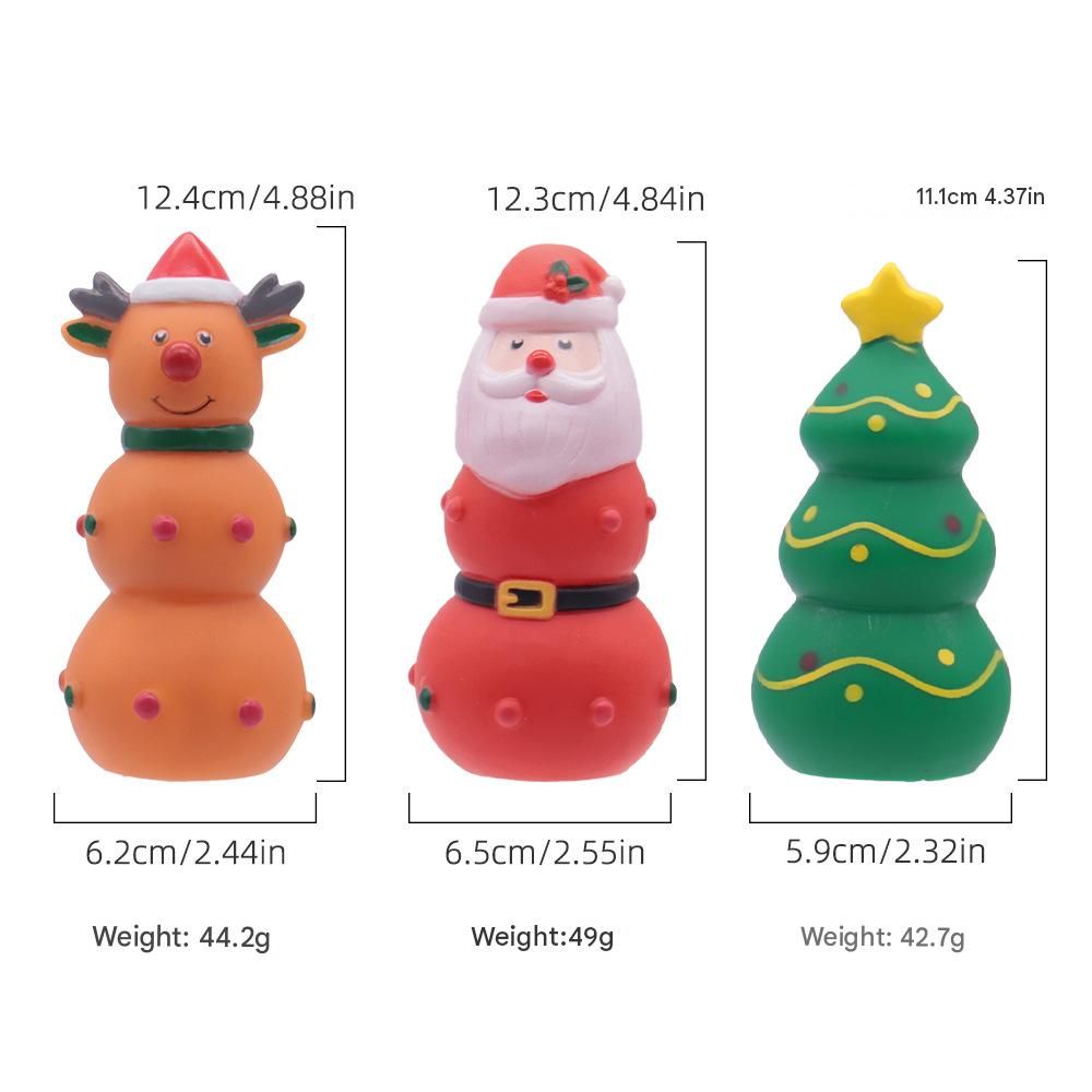 Dog Christmas Squeaky Toys(Santa and Reindeer and Christmas Tree)– Festive Designs ,Durable, bite-resistant, interactive vinyl squeaky toys—perfect as holiday stocking stuffers for dogs