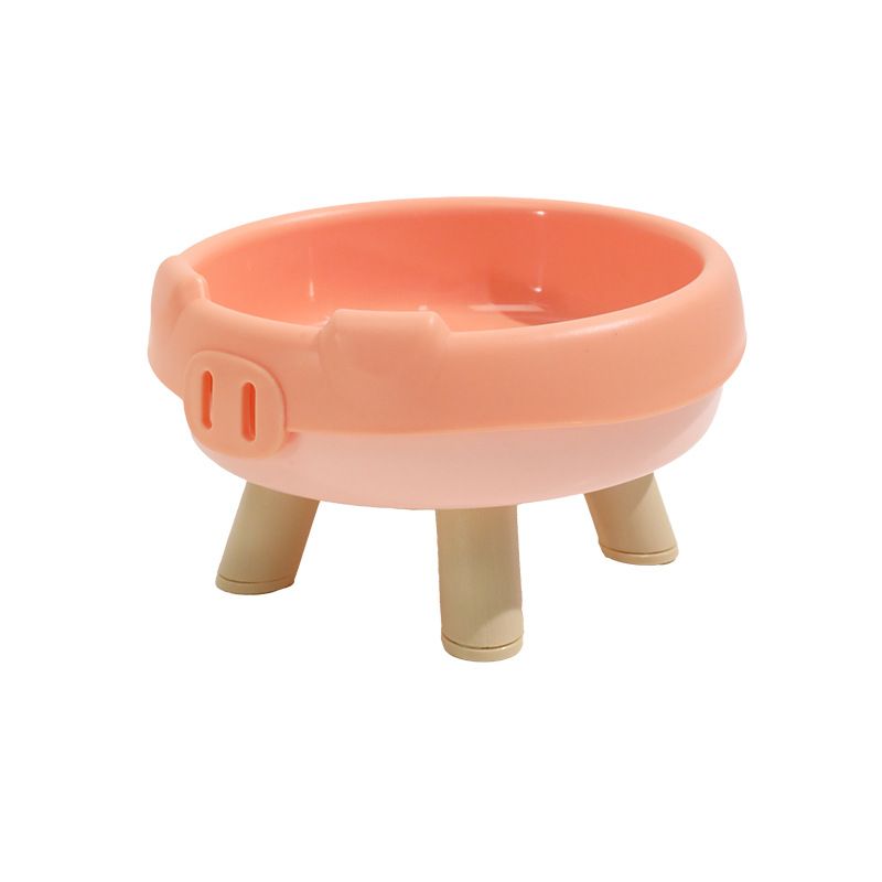 2 Pack Pink Elevated Pet Food Bowl - Cute Pig Design Raised Feeder for Cats and Small Dogs - Non-Slip ABS Material, Easy Clean, Ergonomic Neck Protection