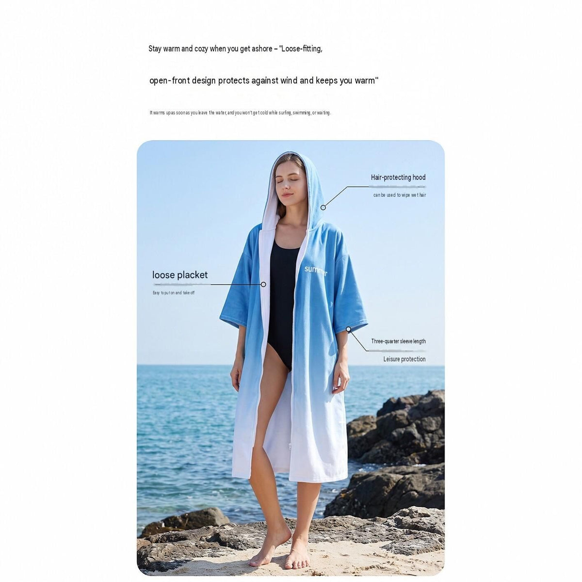 2 pack Quick Dry Microfiber Surf Poncho Towel(Style 5)- Hooded Changing Robe with Zipper - Lightweight Beach Wrap for Swimming Travel