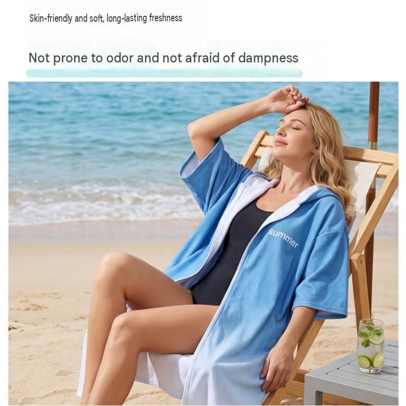 2 pack Quick Dry Microfiber Surf Poncho Towel(Style 5)- Hooded Changing Robe with Zipper - Lightweight Beach Wrap for Swimming Travel