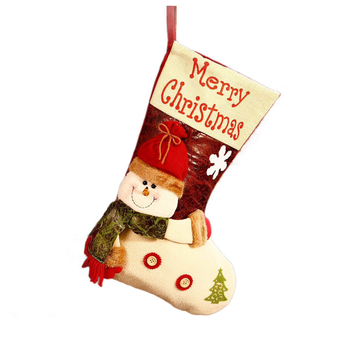 Snowman-shaped Christmas stocking—45cm high fabric gift bags, suitable for decorating fireplace mantels and hanging Christmas trees