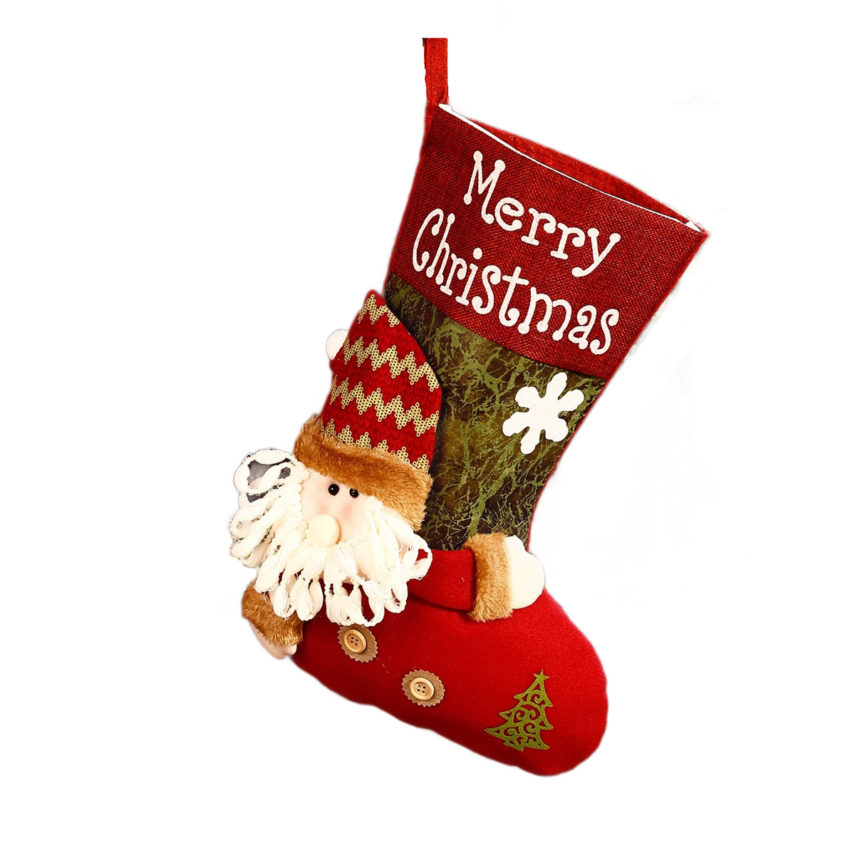 3 pack Santa-shaped Christmas stocking—45cm high fabric gift bags, suitable for decorating fireplace mantels and hanging Christmas trees