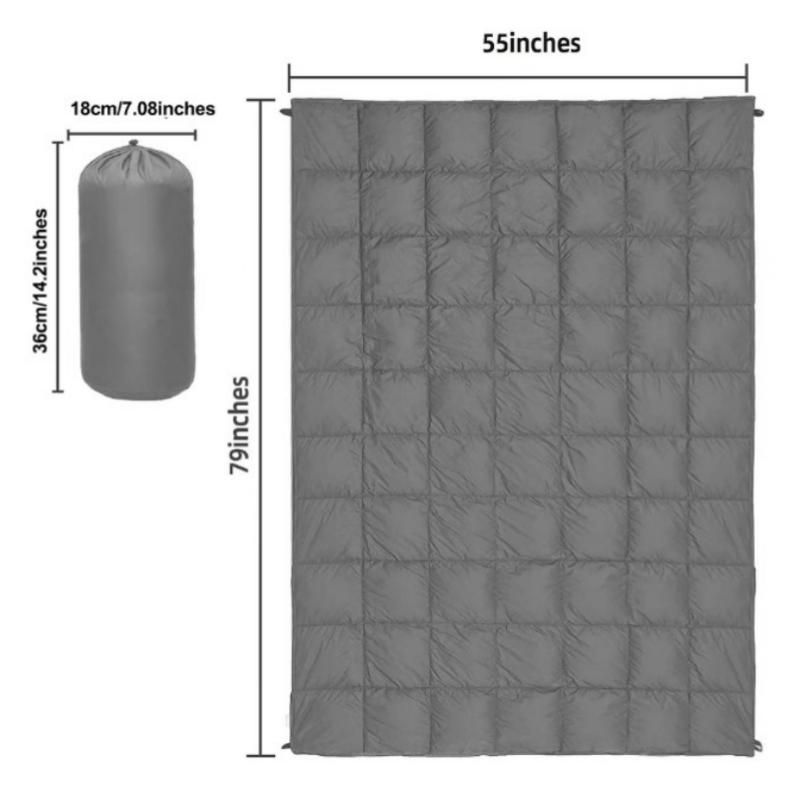 Grey Lightweight Travel Blanket with Buckle - 0.68kg Waterproof Nylon Poncho for Camping and Picnic - Compact Foldable Cover with Storage Bag