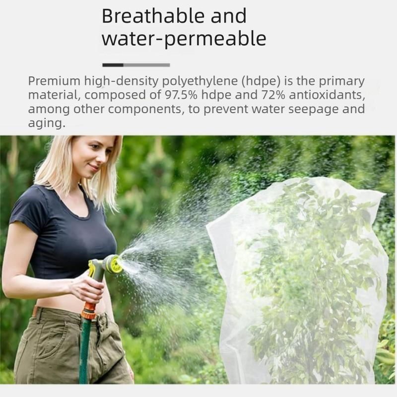 2-pack White 180x180cm Heavy Duty Insect Netting for Plants - HDPE Garden Mesh Cover with Drawstring, Reusable Pest Barrier for Fruit Trees and Vegetable Gardens
