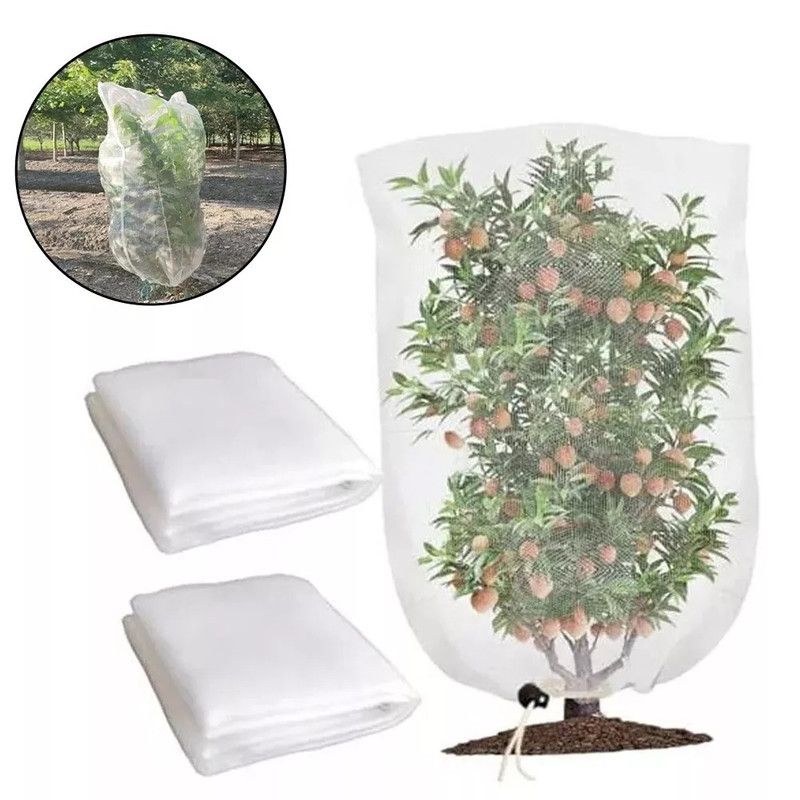 2-pack White 180x240cm Heavy Duty Insect Netting for Plants - HDPE Garden Mesh Cover with Drawstring, Reusable Pest Barrier for Fruit Trees and Vegetable Gardens
