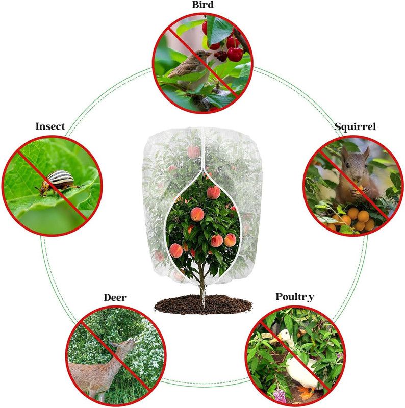 2-pack White 180x240cm Heavy Duty Insect Netting for Plants - HDPE Garden Mesh Cover with Drawstring, Reusable Pest Barrier for Fruit Trees and Vegetable Gardens