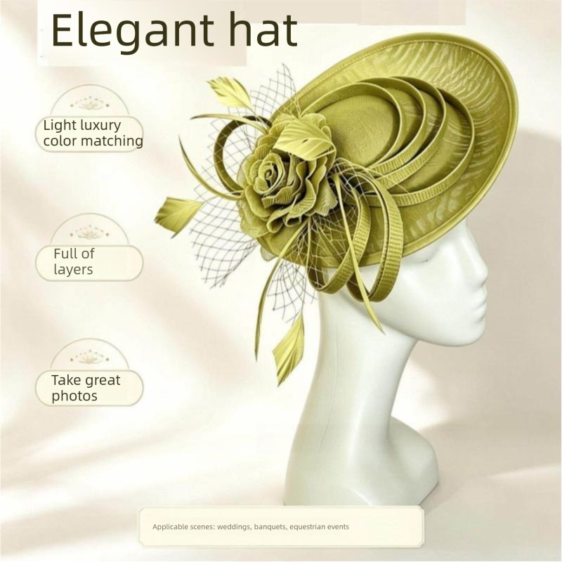 Pink Saucer Fascinator Hat with Handcrafted Mesh Rose - Lightweight Wedding & Horse Race Day Headpiece with Feathers
