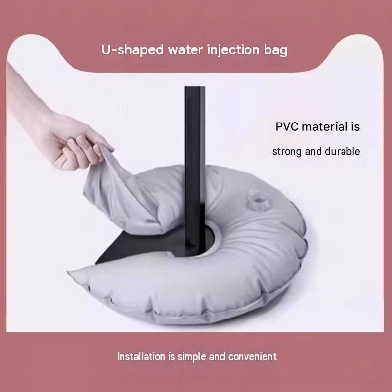 4-pack Grey diameter of approximately 38cm U-Shaped Parasol Water Weight Bag - 3.5L PVC Umbrella Base Stabiliser, Portable Outdoor Beach Tent Flag Pole Anchor