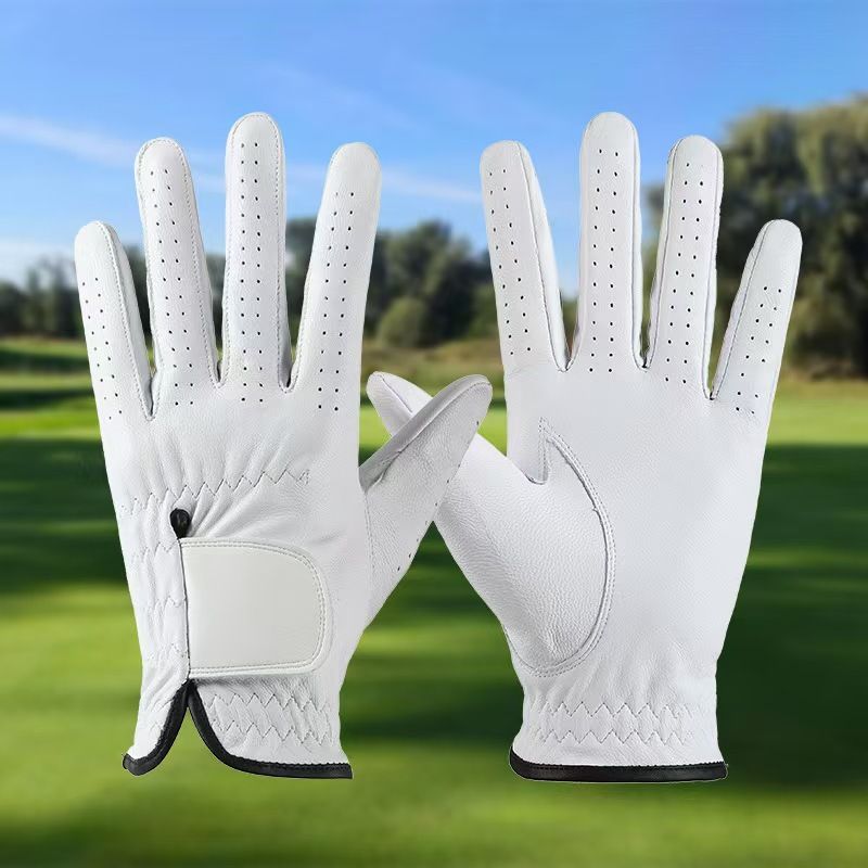 White Left Hand Golf Glove L Size - Breathable Anti-Slip Golf Glove with Adjustable Wrist Strap for Golf Training and Outdoor Games