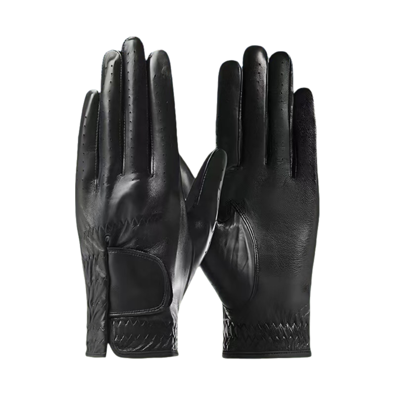 Black Left Hand Golf Glove M Size - Breathable Anti-Slip Golf Glove with Adjustable Wrist Strap for Golf Training and Outdoor Games