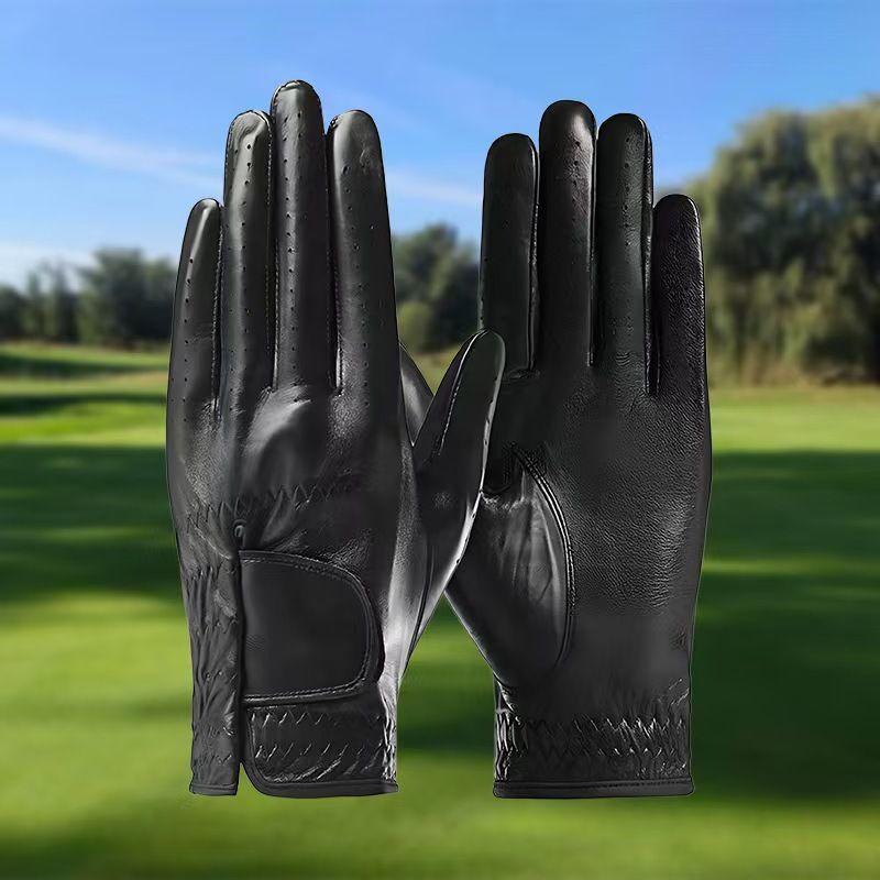Black Left Hand Golf Glove M Size - Breathable Anti-Slip Golf Glove with Adjustable Wrist Strap for Golf Training and Outdoor Games