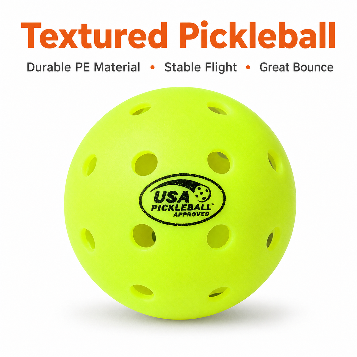 Pickleball Balls 4 Pack - Outdoor Pickleball Balls with 40 Holes, PE Material Tournament Style Pickle Balls for Stable Flight, Consistent Bounce and Training Games