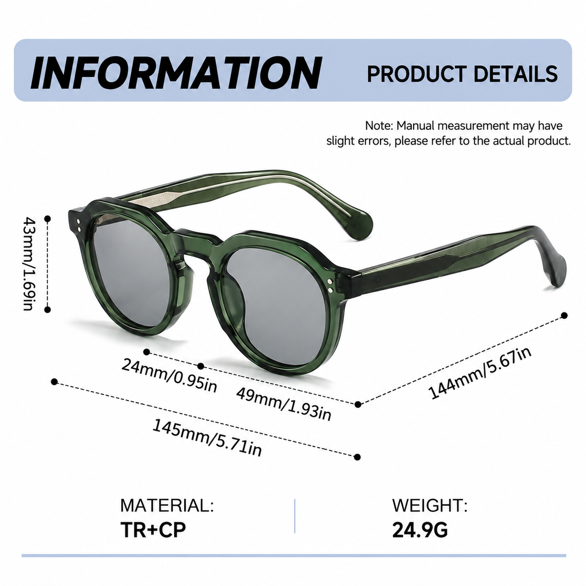 Gradient Black Retro Round Sunglasses with Storage Pouch - Lightweight Fashion Sun Glasses with Dark Tinted Lenses for Driving, Travel and Everyday Outdoor Wear