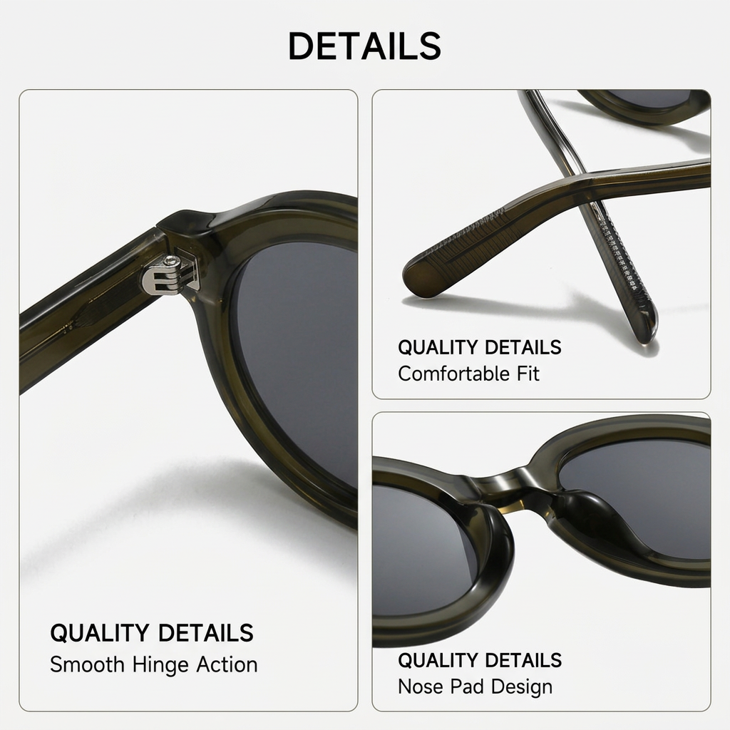 Yellow Two-Tone Retro Round Sunglasses with Storage Pouch - 41mm Fashion Tinted Lens Sun Glasses with Slim Temple Design for Travel, Beach, Driving and Everyday Outdoor Wear