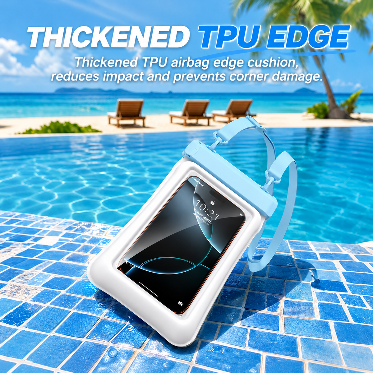 Pink Floating Waterproof Phone Pouch - IPX8 TPU Dry Bag with Dual Airbag Frame, Touchscreen Window and Adjustable Strap for Swimming, Beach and Water Sports