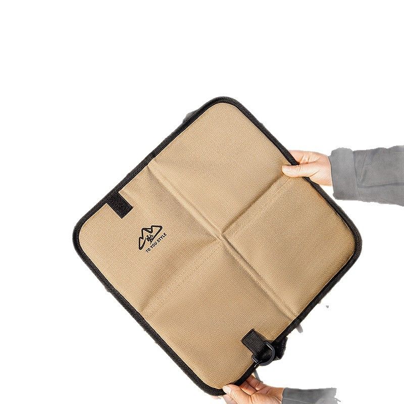 Khaki Foldable Camping Seat Pads 2 Pack - 36 x 36 cm Portable Moisture Resistant Cushions, Compact Outdoor Sitting Mats for Hiking, Picnic, Fishing and Travel