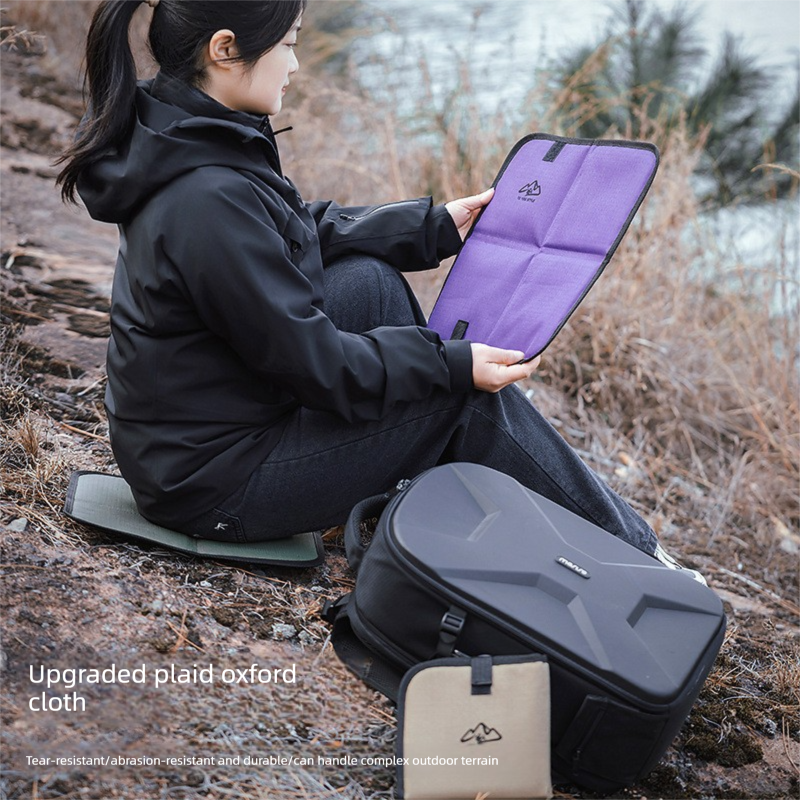 Khaki Foldable Camping Seat Pads 2 Pack - 36 x 36 cm Portable Moisture Resistant Cushions, Compact Outdoor Sitting Mats for Hiking, Picnic, Fishing and Travel