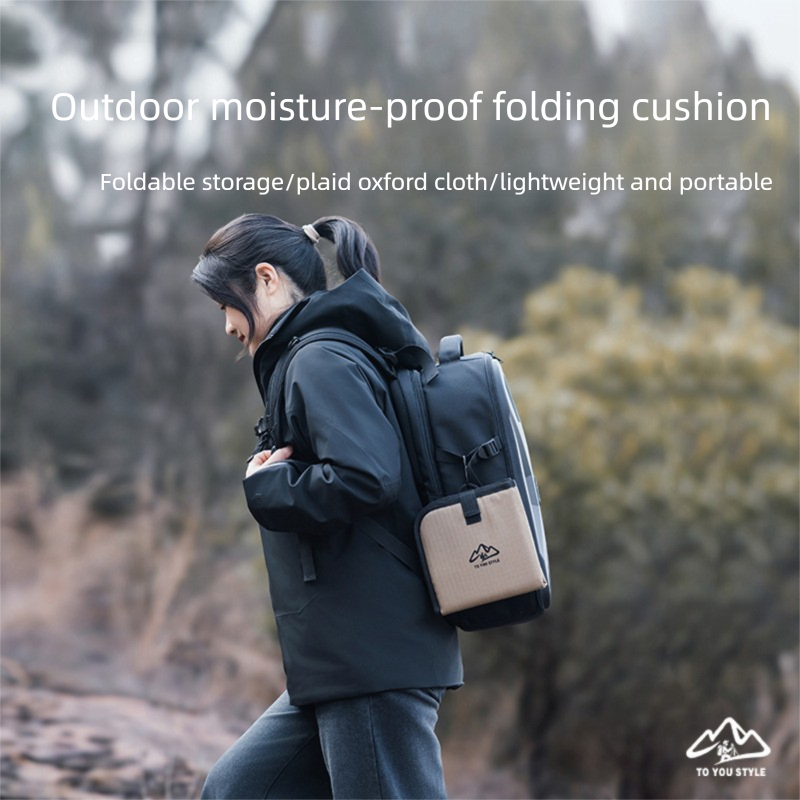 Khaki Foldable Camping Seat Pads 2 Pack - 36 x 36 cm Portable Moisture Resistant Cushions, Compact Outdoor Sitting Mats for Hiking, Picnic, Fishing and Travel
