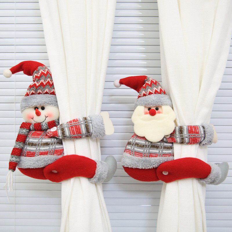 Christmas Snowman Curtain Tieback - 34 x 27 cm Plush Cartoon Doll Curtain Holder, Festive Window Decoration for Home, Hotel, Restaurant and Holiday Displays