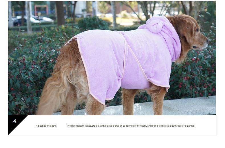 Blue Hooded Dog Bathrobe - Super Absorbent, Adjustable Fit, Cozy Pet Towel (Size : M)