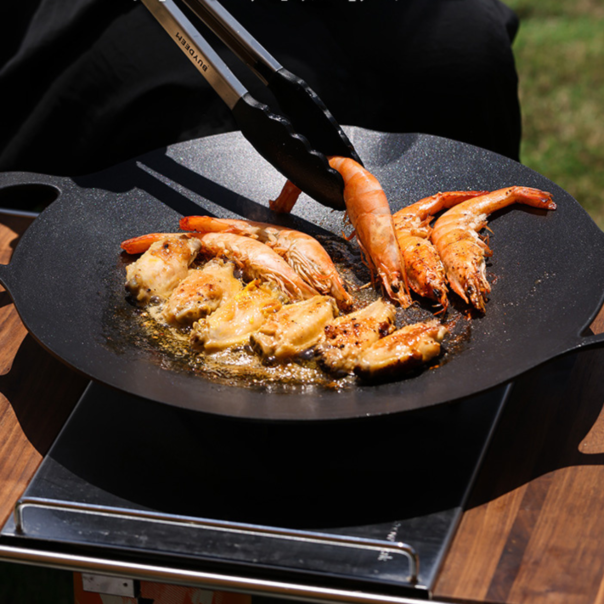 BUYDEEM Grill Pan Nonstick 36cm Round BBQ Griddle Indoor or Outdoor Cooking