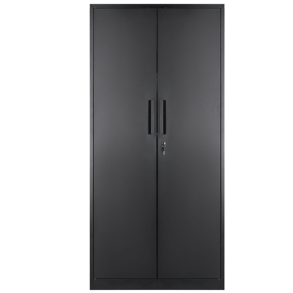 Metal Storage Cabinet with 2 Magnetic Doors and 4 Adjustable Shelves, 90 kg Capacity per Shelf, Locking Steel Storage Cabinet, 1.8 m Metal Cabinet with 3 Keys, for Office, Garage, Home, Black