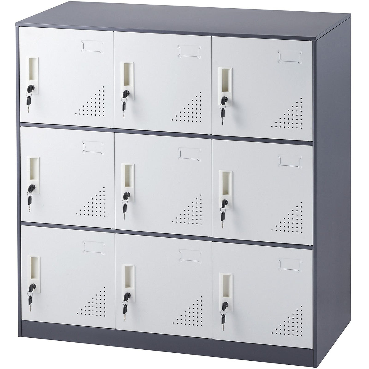 9 Doors Metal Storage Cabinet Employees Steel Storage Cabinet Office Gray
