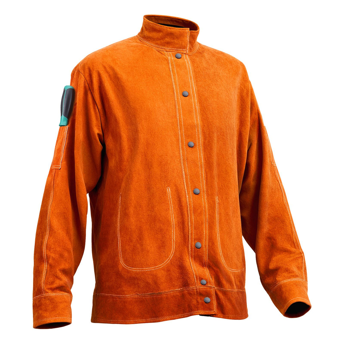 Flame-Resistant Welding Jacket Heavy Duty Leather Welding Jacket L Size